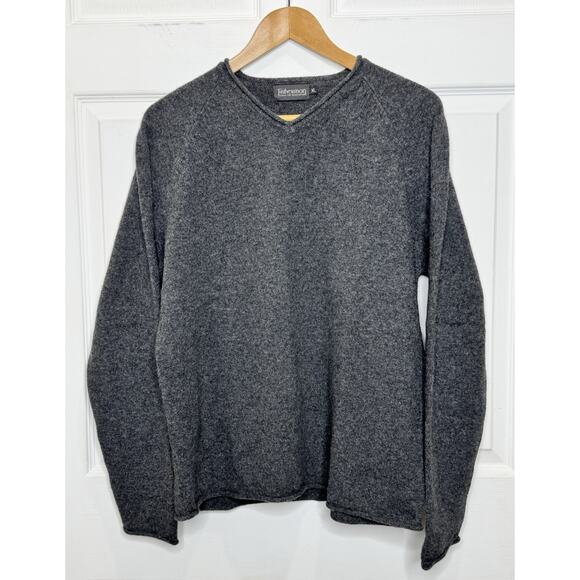 Fisherman Out Of Ireland Men’s Gray Pullover Lambs Wool V-Neck Sweater Size XL - Picture 1 of 8